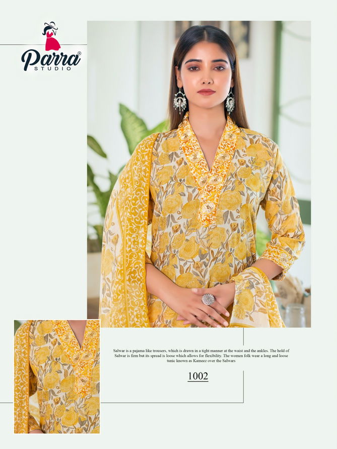 Cotton House By Parra Studio Embroidery Print Cotton Kurti With Bottom Dupatta Wholesale Shop In Surat